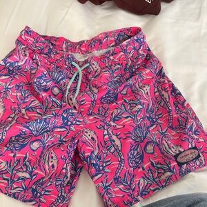 Vineyard Vines men’s  Vibrant Pink and Blue swim Shorts